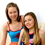 First pic of Two brown haired teenage best friends Svetlana Yurova and Cindy Sapphic have lez sex on the couch