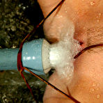 Second pic of Soaking wet slave girl Audrey Leigh getting her helpless shaved pussy dildoed