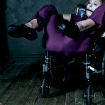Third pic of SexPreviews - Skylar Snow busty in purple is metal bound exposed for anal toying and cleaning
