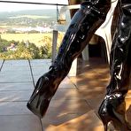 First pic of Rebecca gives a guy a lessons in crotch high boots