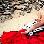 Fourth pic of Amateur mature wife Lisa masturbating and fucking on public beach at AmateurPorn.me