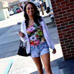 First pic of Latina chick in flowered panty Jessie Ross gets mouth pounded by the glory hole stick