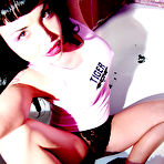 First pic of Oriental gothic brunette Masuimi Max in black panties showers her big breasts