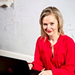 First pic of Small boobed milf Midge poses on the kitchen table nude - Anilos Porn Pics