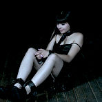 Third pic of SexPreviews - Luna Rival pigtail brunette is metal bound her hairy pussy exposed and toyed