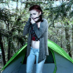 First pic of SexPreviews - Lola Fae petite pigtails redhead is bound in metal and strapped in kinky dungeon