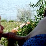 Fourth pic of Mature Tinder date sucking cock by a lake at AmateurPorn.me