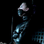 Second pic of SexPreviews - Lex Luthor in pink dress and bound in leather straight jacket boxed and toyed to orgasm