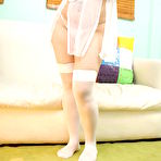 First pic of Chunky latina Loli in white lingerie bangs herself with her amazing dildo