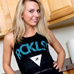 First pic of Blonde foxy chick Kiara Knight takes off her panties and plays with her delicious teen cunt