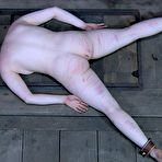 Fourth pic of SexPreviews - Claire Adams brunette is bound to the floor and pussy and tits toyed to cum in dungeon