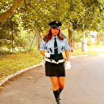 First pic of Police woman Gina Killmer in high heel boots and white gloves punishes dick of naked man