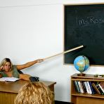 Third pic of Blonde spreads buttocks and licks asshole of bent over girl in front of Demi Delia and classmates