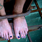 Second pic of SexPreviews - Rain DeGrey submissive is locked down to the metal with electro dildo and dipped in water