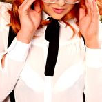 First pic of Kara Carter Busty Redhead in Pantyhose and Glasses - AllNude.Pics Gallery