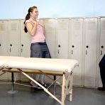 First pic of Maliyah Madison takes off her panties and gets her juicy ass painfully spanked in the locker room