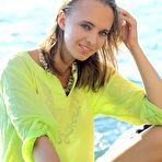 First pic of Elegant blonde chick Rachel Blau poses nude by the ocean and takes a dip in cool water