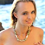 Fourth pic of Elegant blonde chick Rachel Blau poses nude by the ocean and takes a dip in cool water