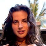 Fourth pic of Gorgeous brunette Jazz posing poolside in set by Errotica Archives | Erotic Beauties