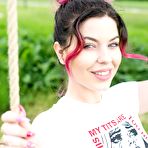 First pic of Tattooed babe Aemelia showing her tight ass on outdoor swing | Erotic Beauties
