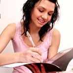 First pic of Abigail at AllTeenStars.com-Tight teen Abigail does her homework wearing a see-through panties