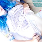 Second pic of Tattooed blue haired babe stripping panties off her sexy ass | Erotic Beauties