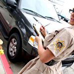 Third pic of Glassed sheriff girl Savannah Stern gets cuffed, fucked, facialed and swaps cum with Janet Mason