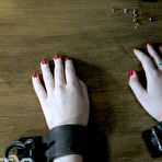 Third pic of SexPreviews - Brooke Johnson red nails office brunette in stockings is bound to her desk and toyed