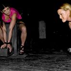 First pic of Blonde Sara Faye and brunette Elyse are bound in the dark of the dungeon.