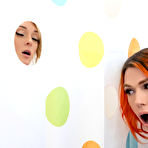 Second pic of Pics of Redhead trans diva Aspen Brooks fucks Charlotte Sins through shower curtain gloryhole by [Trans Angels] - Xemales.com