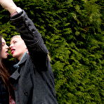 Fourth pic of Hairy teeny babe fooling around with a naughty lesbian MILF