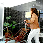 Fourth pic of Anita Queen makes another brunette take unwanted shower with her clothes on