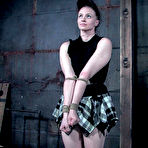 Second pic of SexPreviews - Claire Adams in heels and schoolgirl uniform bound in ropes pussy made to cum
