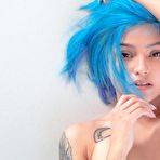 Fourth pic of Blue haired babe Jelly drops pink panties to show big juicy ass | Erotic Beauties