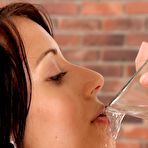 Third pic of Pretty brunette Domini drinks her own golden pee