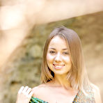 Third pic of Blonde euro model Linda A spreading her legs wide in a cave - Snbabes.com