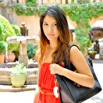First pic of FTV Girls pics Melody in red dress flashing pussy in public