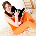 First pic of Teen Shy Angela uses lollipop to play with her cute nipples and clean pussy