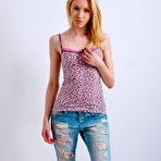 First pic of Skinny teen model Erica stripping out of her blue jeans in studio nudes | Erotic Beauties