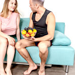 First pic of Amalia Devis devours her lover's juicy cock on the couch