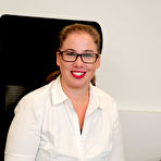 First pic of Curvy big booty mature secretary Jeny White taking on two hard cocks