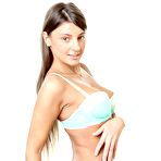 First pic of Charming teen doll Melena A bares her chic light blue lingerie and sexily poses