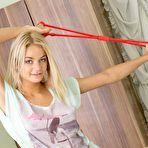 First pic of Fantastic blonde Vanessa J so erotically masturbating her delicious shaved beaver