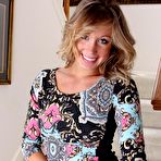 Fourth pic of Blonde bimbo Ashley Jones stripping off on the stairs and playing with the cunt