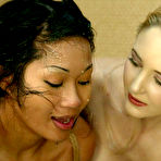 Fourth pic of Handcuffed Dragon Lily gets smothered by busty lesbian domina in a bathtub