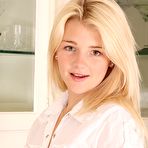 First pic of Fair-haired teen kitty Holly Van Hough takes off her mini skirt and panties after losing her blouse