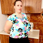 First pic of Horney chubby housewife plays her mega boobs with long dildo