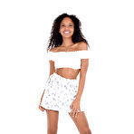 First pic of Ebony cutie Romy Indy strips out of her summer dress