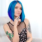 First pic of Blue-haired babe enjoys dick on floor