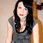 First pic of Raven haired lady Annie Adams slapping a cock and stripping in front of you